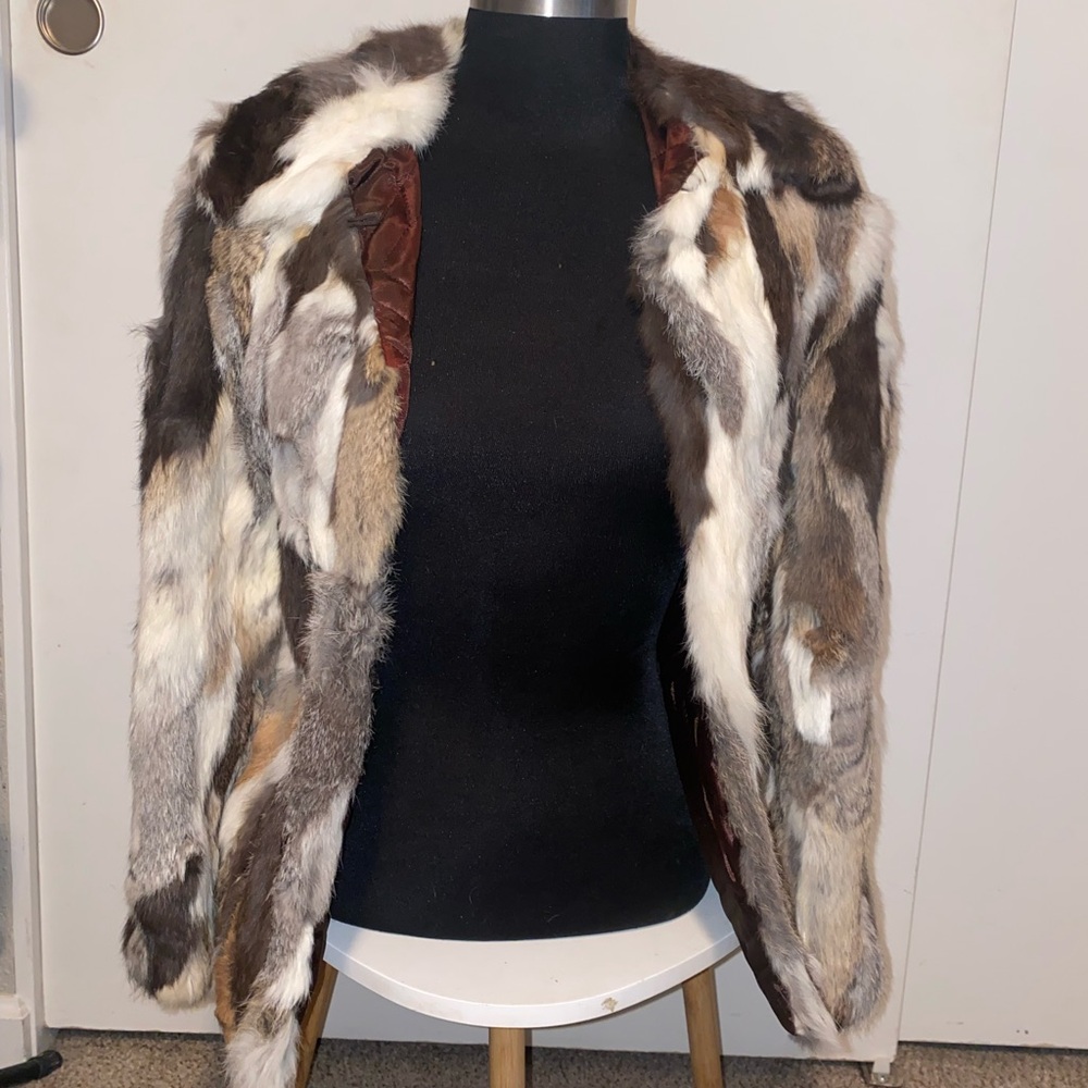 Vintage America Women's Multicolor Genuine Rabbit Fur Jacket